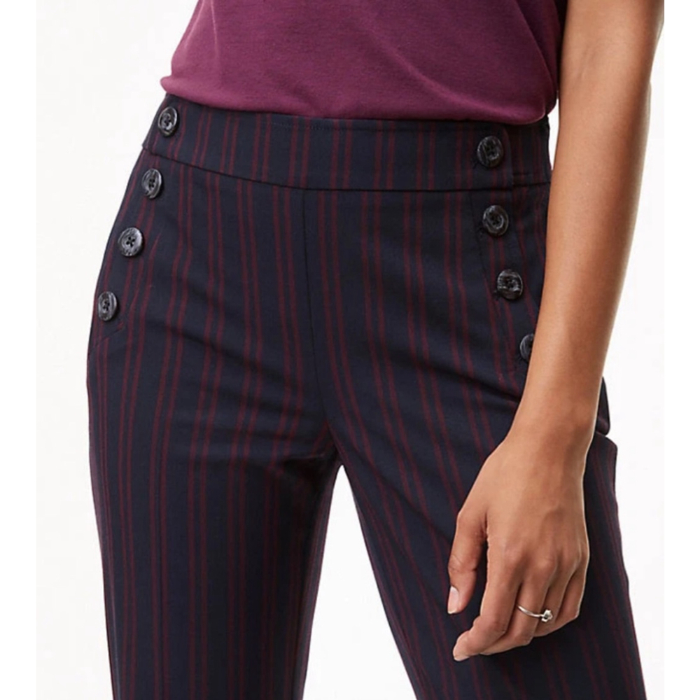 Loft NWT navy sailor stripe Marisa trouser pants size 6 - Picture 2 of 14